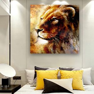 A-163 ציור של פני אריה להדפסה על קנבס או זכוכית