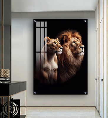 תמונה זכוכית של אריות