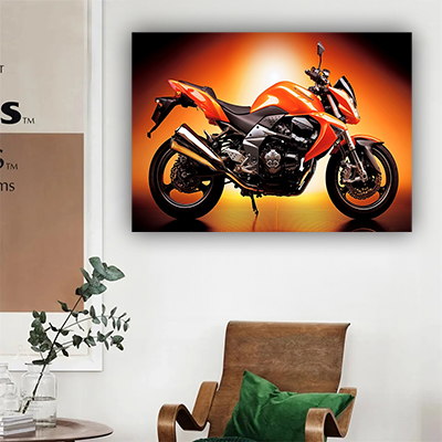 תמונה של אופנוע על קנבס או זכוכית