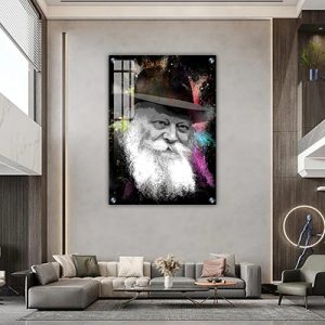 431 –  ציור פנים ריאליסטי של הרבי מלובביץ' על רקע גרפיטי צבעוני