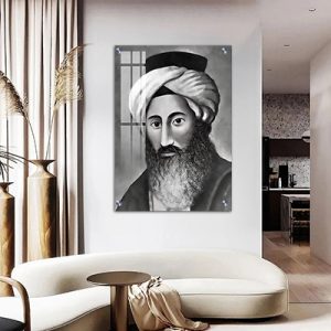 5770 – ציור בשחור לבן של הרב חיים יוסף דוד אזולאי – החי"דא על זכוכית או קנבס