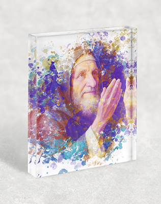 בלוק זכוכית אקרילי עם ציור גרפיטי מודרני של בבא סאלי