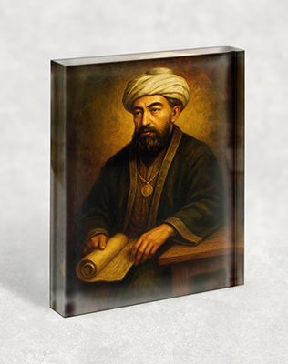 בלוק אקרילי יוקרתי עם דמות הרמב"ם (רבי משה בן מימון)