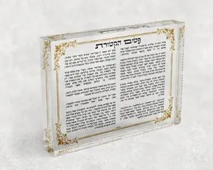 2874 – ברכת פיטום הקטורת מעוצבת על זכוכית מחוסמת ושקופה בשחור וזהב
