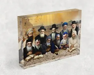 3103 – תמונה של רבנים על רקע הכותל בשקיעה על קנבס או זכוכית