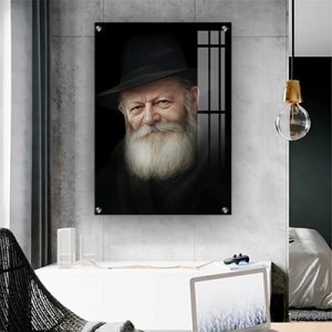 746 – ציור מיוחד של הרבי ברקע שחור על זכוכית או קנבס