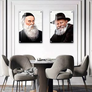 17736 – סט ציורים של הרבי והאדמ"ור הזקן על קנבס או זכוכית מחוסמת