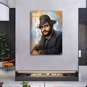 6109 – ציור פופארט צבעוני של הינוקא – הרב שלמה יהודה בארי על זכוכית או קנבס