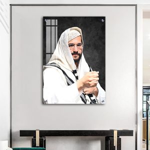 6111 – תמונה נדירה של הינוקא – הרב שלמה יהודה בארי על זכוכית או קנבס