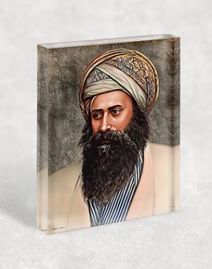 1484 – ציור ריאליסטי של הבן איש חי על בלוק זכוכית אקרילי