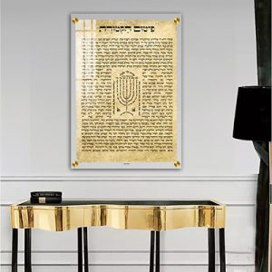 2921 – ברכת פטום הקטורת בסגנון קלף עם קצוות שקופים על זכוכית