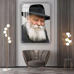 350 – תמונת פנים של הרבי מליובאוויטש על רקע שקוף על זכוכית