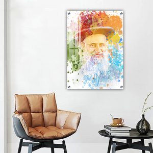 6374 – ציור גרפיטי צבעוני הרב ראובן אלבז מחייך להדפסה על קנבס או זכוכית