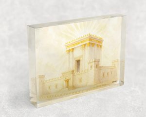 8022 – בלוק של בית המקדש בסגנון צבעי מים בגווני לבן זהב