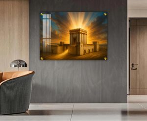 8147 – תמונה תלת מימדית של בית המקדש באור זוהר על קנבס או זכוכית