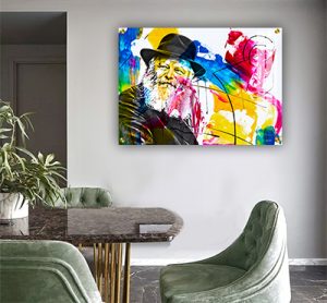 930 – ציור פופ ארט צבעוני של הרבי מליובאוויטש על זכוכית או קנבס