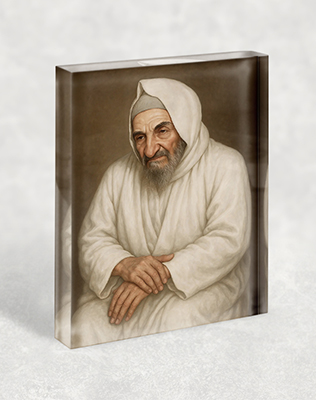 בלוק זכוכית אקרילי עם ציור ריאליסטי של הבבא סאלי