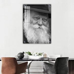 865 – ציור פנים של הרבי מליובאוויטש שחור לבן להדפסה על זכוכית או קנבס