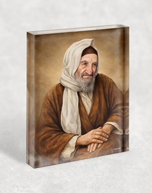 1105 – בלוק זכוכית אקרילי עם ציור מודרני של בבא סאלי – רבי ישראל אבוחצירא