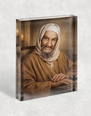 1129 – בלוק זכוכית אקרילי עם ציור מודרני של בבא סאלי מחייך