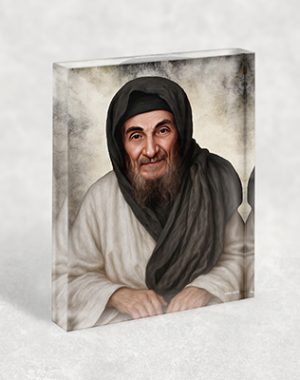 1176 – בלוק זכוכית אקרילי עם ציור של הבבא סאלי – רבי ישראל אבוחצירא