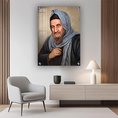 ציור דיוקן מודרני של בבא סאלי בעיצוב נקי