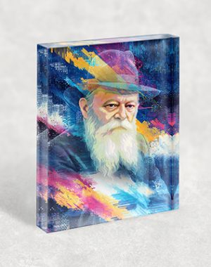 368 – ציור גרפיטי צבעוני של הרבי מליובאוויטש על זכוכית או קנבס