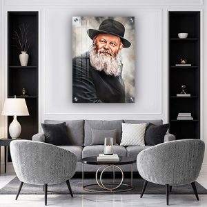 430 – ציור ריאליסטי של הרבי מלובביץ'על זכוכית או קנבס