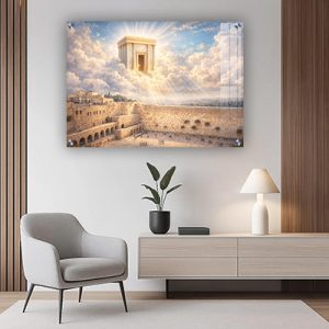 8501 – תמונה של הכותל עם בית המקדש בין העננים על קנבס או זכוכית