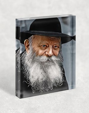 871 – ציור פנים ריאליסטי של הרבי מליובאוויטש על זכוכית או קנבס