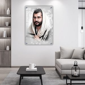 6123 – ציור של הינוקא ברקע גרפיטי בהיר על קנבס או זכוכית