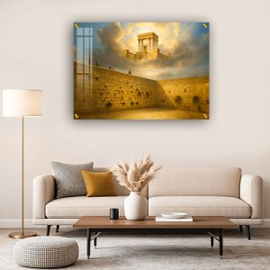 8525 – ציור של הכותל עם בית המקדש בשמיים על קנבס או זכוכית