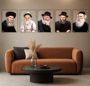 17745 – סט 5 תמונות של הרבי ואדמורי חב"ד להדפסה על זכוכית שקופה