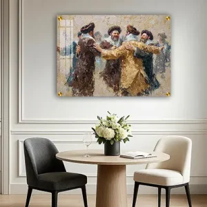 3804 – ציור צבעוני של חסידים רוקדים להדפסה על קנבס או זכוכית