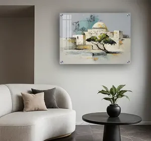 3907 – ציור של קבר רחל בסגנון צבעי מים על קנבס או זכוכית