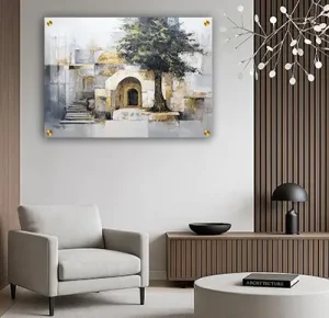 3910 – ציור של קבר רחל אמנו בסגנון אבסטרקט על קנבס או זכוכית