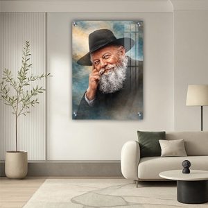 415 – ציור מודרני של הרבי מלובביץ' על קנבס או זכוכית מחוסמת