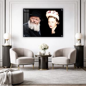 729 – תמונה של הרבי מליובאוויטש והרבנית חיה מושקא להדפסה על זכוכית או קנבס