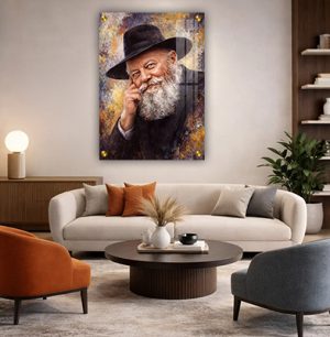 801 – ציור גרפיטי מודרני של הרבי מלובביץ' על קנבס או זכוכית מחוסמת