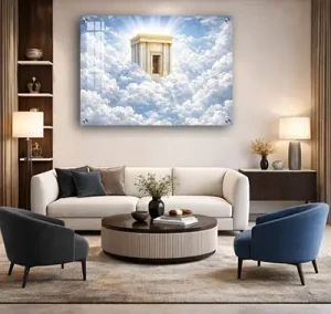 8042 – תמונה של בית המקדש בתוך העננים זכוכית או קנבס