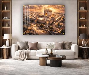 8052 – ציור ריאליסטי של בית המקדש בגווני שקיעה על קנבס או זכוכית