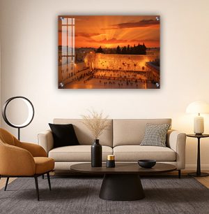 852 – תמונה מרהיבה של הכותל המערבי בשקיעה על קנבס או זכוכית