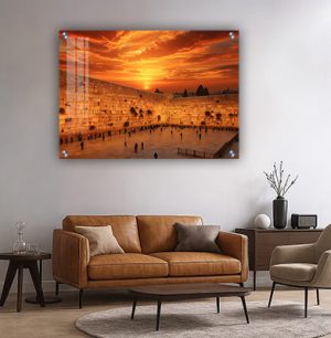 8535 – תמונה מרהיבה של הכותל בגווני שקיעה נועזים על קנבס או זכוכית