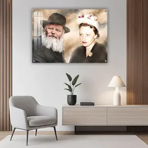 862 – תמונה של הרבי מליובאוויטש והרבנית חיה מושקא להדפסה על קנבס או זכוכית