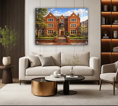 ציור אמנותי של מבנה 770 הבית של הרבי באור יום