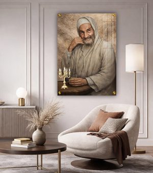 1189 – ציור ריאליסטי של הבבא סאלי – רבי ישראל אבוחצירא על קנבס או זכוכית