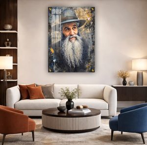 1669 – ציור גרפיטי מודרני של רבי דוד אבוחצירא מנהריה זכוכית או קנבס