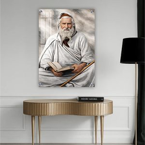 1716 – ציור של רבי יעקב אבוחצירא (אביר יעקב) מחזיק ספר תורה על קנבס או זכוכית