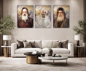 17717 – סט שלישיית תמונות צבעוניות של רבנים על קנבס, זכוכית או פרספקס