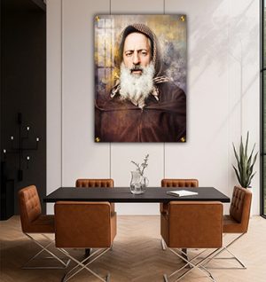 1856- תמונה של רבי חיים פינטו עם רקע צבעוני על זכוכית או קנבס